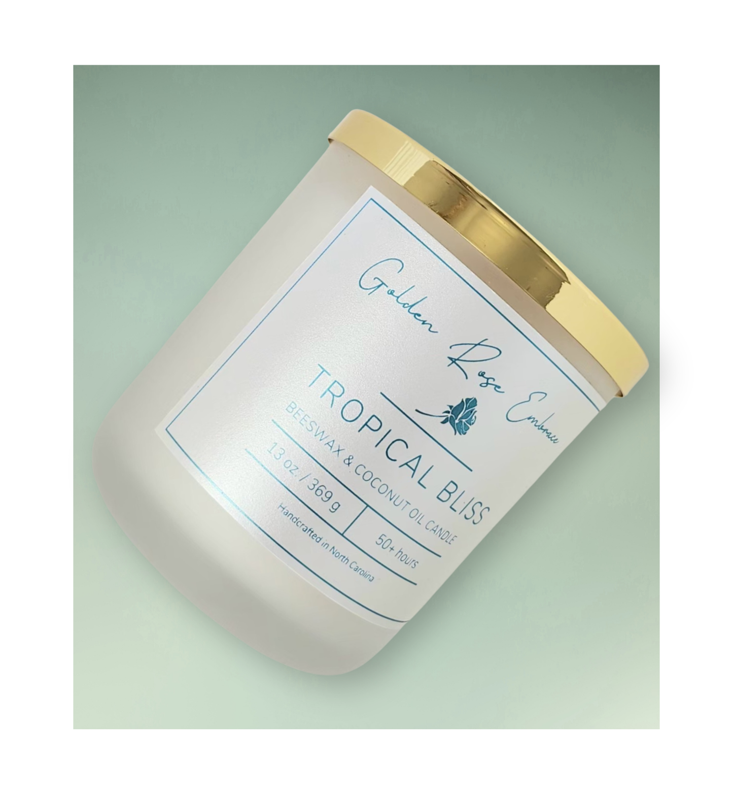 13 oz beeswax candles, cotton wick candles, frosted glass jar, gold lid, tropical aroma of guava, passionfruit, mango, pineapple, and coconut.