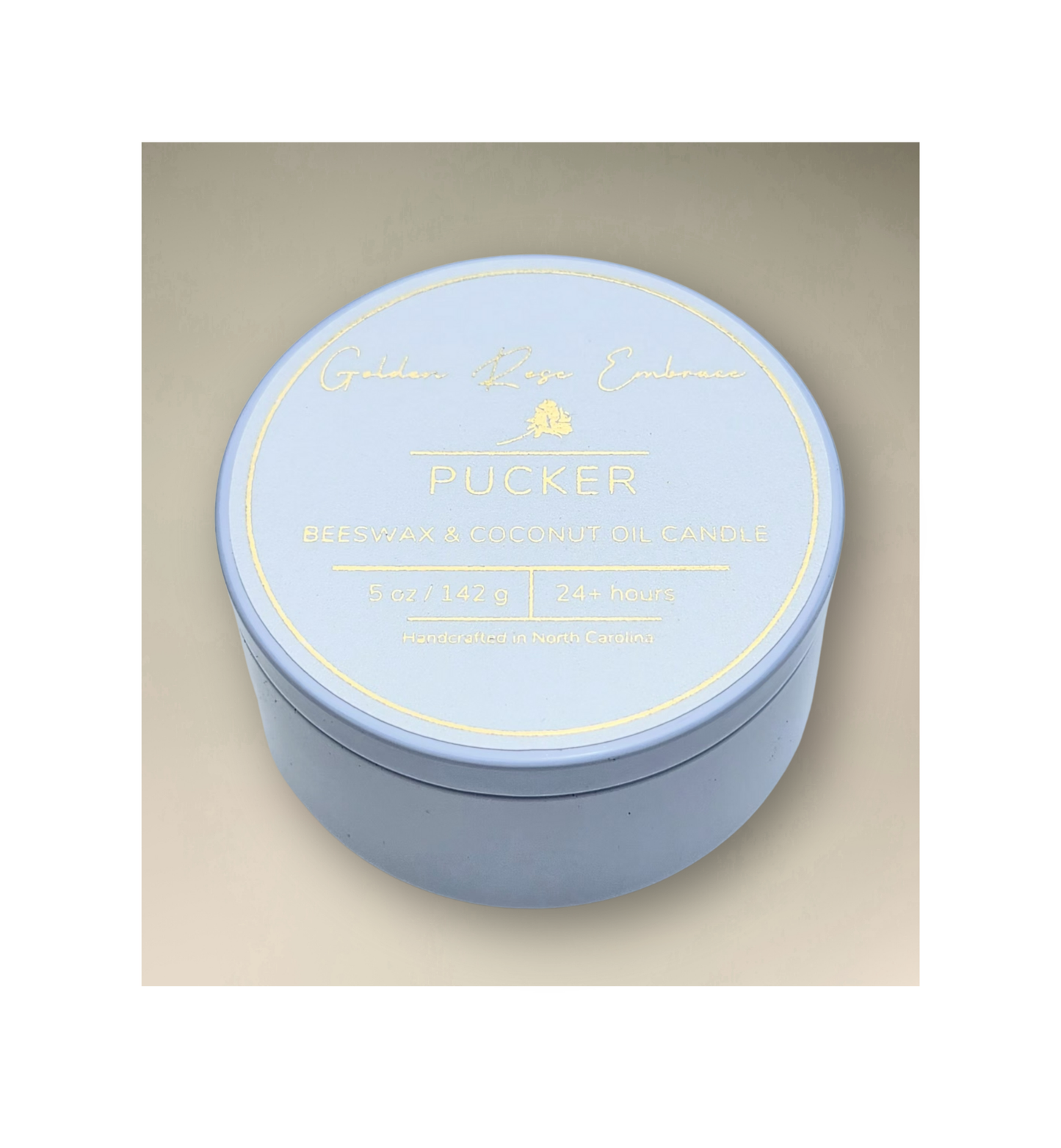 Pucker 5 oz beeswax candles, white tin, woodwick candles, rich aromas of juicy watermelon, mouth-puckering lemon, ripe strawberry, and sweet pineapple.