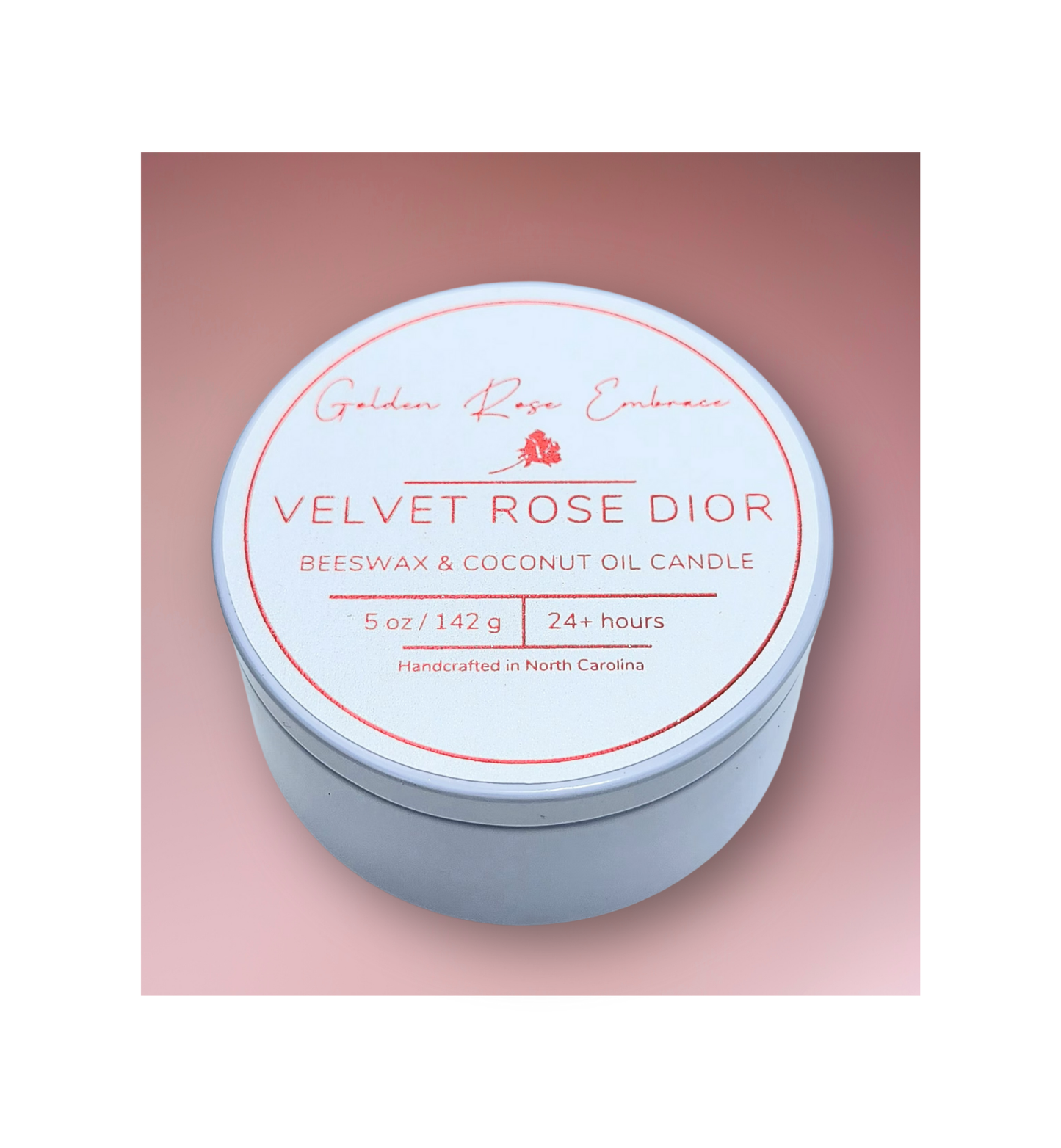 15 oz Beeswax Candles, Beeswax, woodwick candles, whtie tin, velvet rose dior fragrance dark rose scent