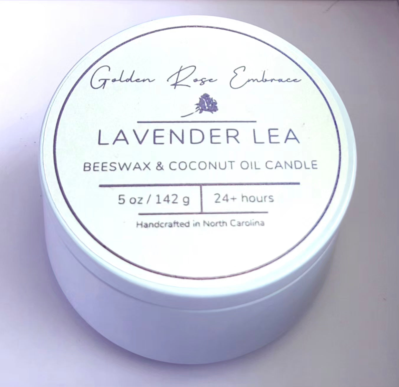 Beeswax candle - Lavender Lea 5oz white tin