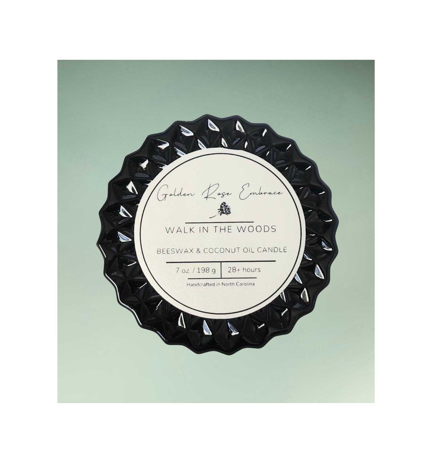7 oz beeswax candles, cotton wick, frosted glass jar, black lid, mahogany, lavender, and geranium.