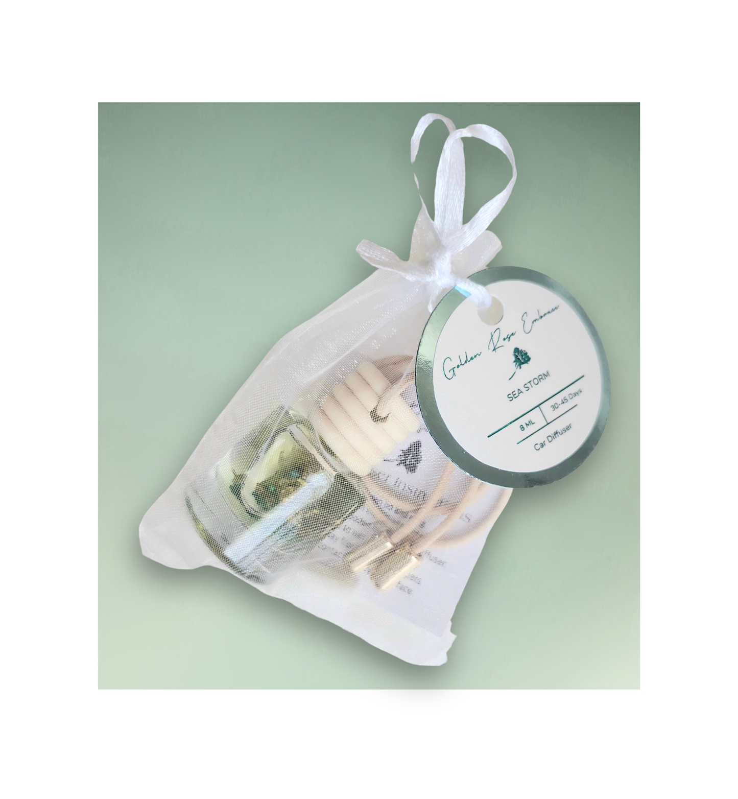 Sea storm car diffuser clean fresh, crisp linen, eucalyptus, freesia, sea salt, moss.