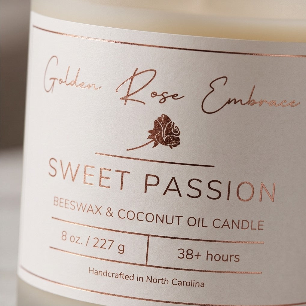 Sweet Passion tropical beeswax candle with pineapple peach passionfruit mango and coconut — Golden Rose Embrace Charlotte NC