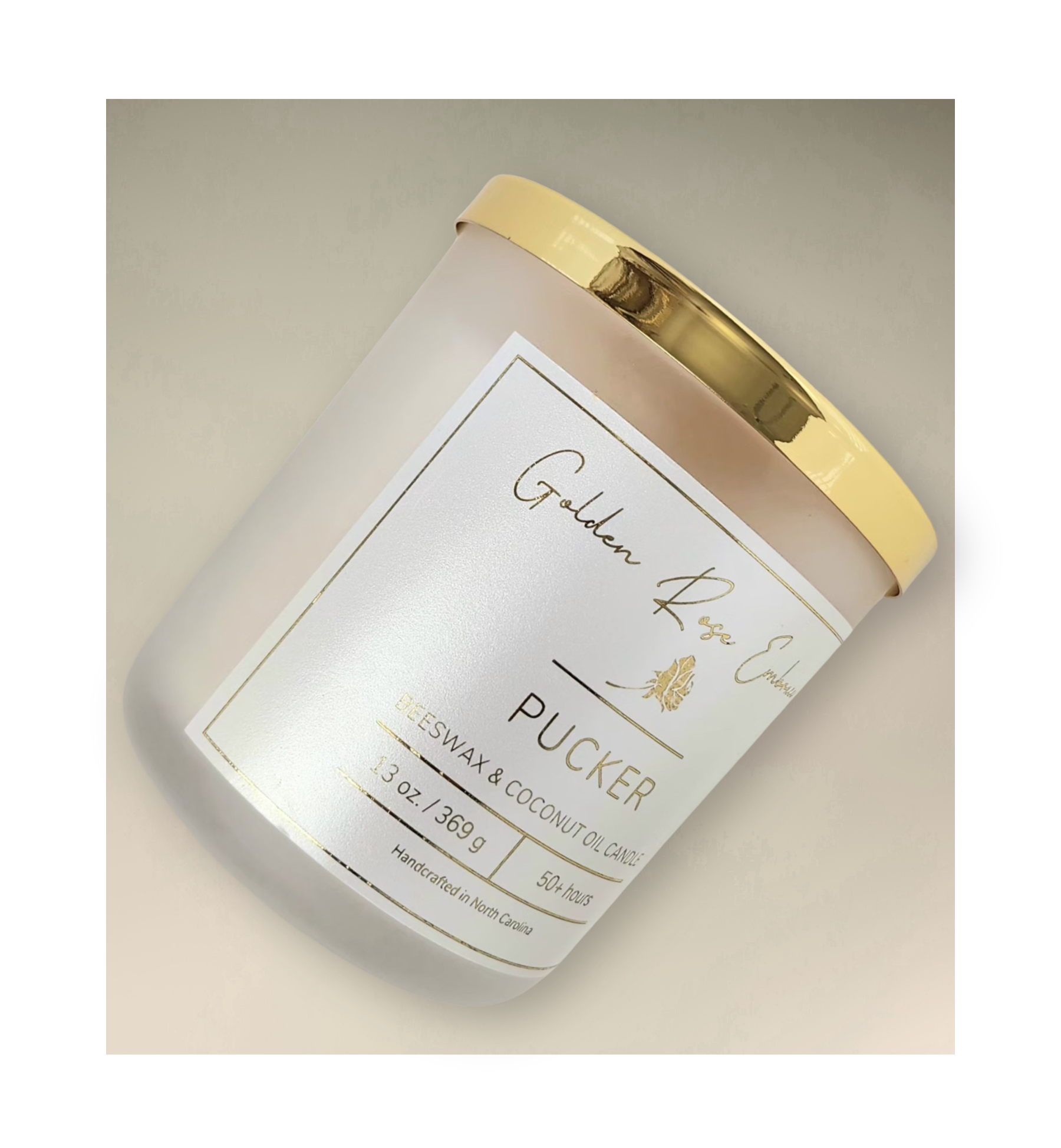 13 oz beeswax candles, cotton wick, frosted glass jar, gold lid, watermelon, mouth-puckering lemon, ripe strawberry, and sweet pineapple.