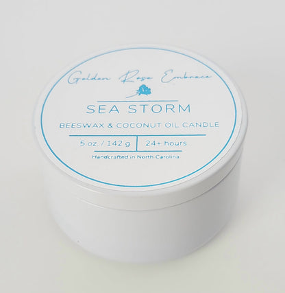 5oz  Sea Storm scent. clean freshness and crisp linen, freesia, sea salt, eucalyptus, and moss 