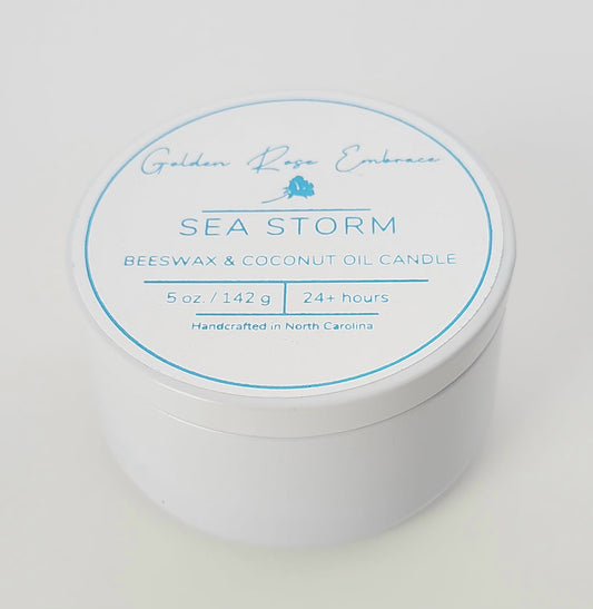 5oz  Sea Storm scent. clean freshness and crisp linen, freesia, sea salt, eucalyptus, and moss 