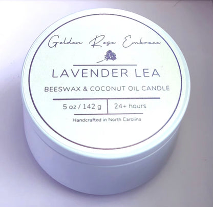 Beeswax candle - Lavender Lea 5oz white tin