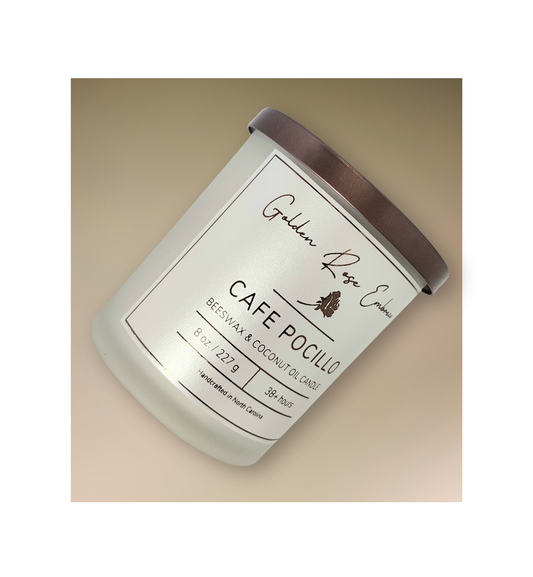 8 oz Beeswax Candles, beeswax candles, woodwick candles, creamy cappuccino, warm vanilla, and dark chocolate. 