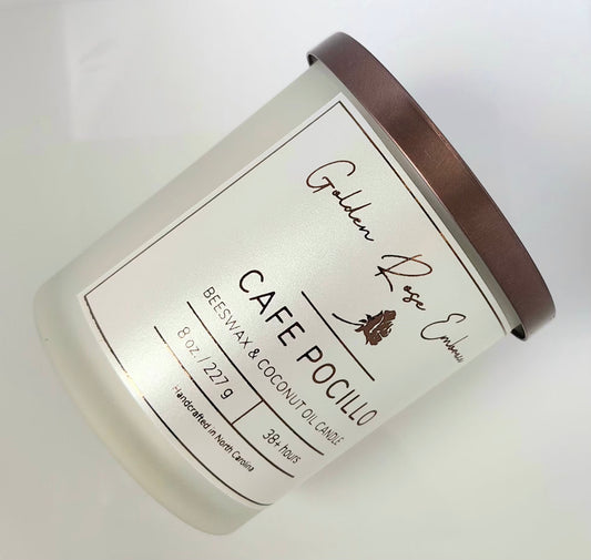 8 oz Beeswax Candles, beeswax candles, woodwick candles, creamy cappuccino, warm vanilla, and dark chocolate. 