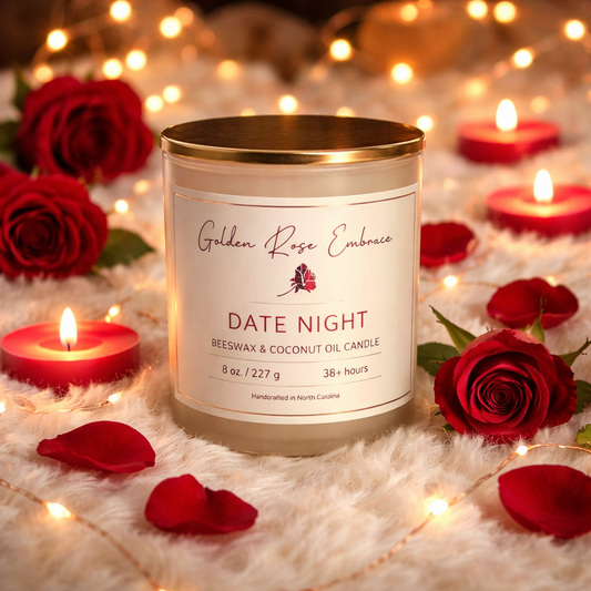Date Night 8oz Beeswax Candle. Frosted glass jar, Gold Metallic lid. Woodwick.
Notes of orange, bergamot, coconut, coconut milk, gardenia, sandalwood, Cedar, amber, musk, vanilla, tonka bean, and Amyris.
A complex, indulgent fragrance crafted for quiet moments. It opens with zesty bergamot before unfolding into a delicate, tropical heart of gardenia and coconut. As it burns, it settles into a deep, hazy finish of warm amber, vanilla, and creamy sandalwood, evoking a sophisticated escape for the senses.