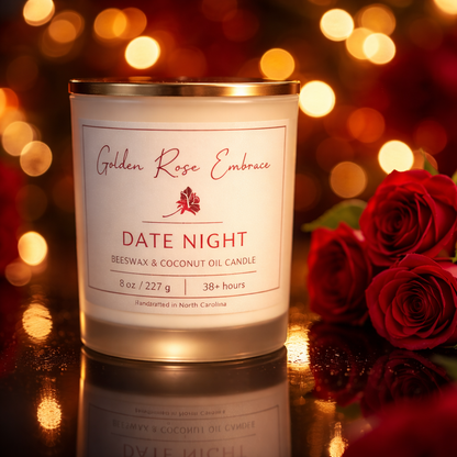 Date Night 8oz Beeswax Candle. Frosted glass jar, Gold Metallic lid. Woodwick.
Notes of orange, bergamot, coconut, coconut milk, gardenia, sandalwood, Cedar, amber, musk, vanilla, tonka bean, and Amyris.
A complex, indulgent fragrance crafted for quiet moments. It opens with zesty bergamot before unfolding into a delicate, tropical heart of gardenia and coconut. As it burns, it settles into a deep, hazy finish of warm amber, vanilla, and creamy sandalwood, evoking a sophisticated escape for the senses.