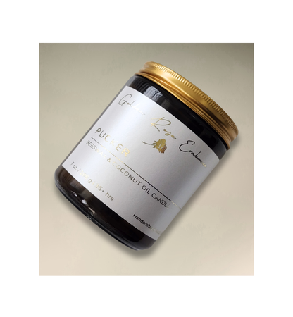 Pucker 7oz Beeswax Candle. Amber glass jar. Gold metal lid. Cotton wick. 
A rich aroma of juicy watermelon, mouth-puckering lemon, ripe strawberry, and sweet pineapple, this fragrance will create the perfect summer vibe. 