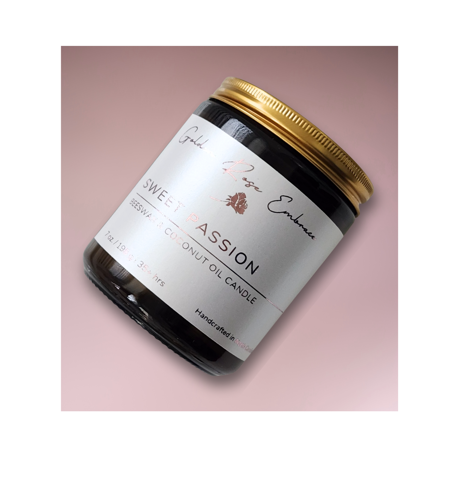 Sweet Passion 7oz Beeswax Candle. Amber glass jar. Gold metal lid. Cotton wick. 
An atmospheric vibrant citrus explosion of pineapple, peach, grapefruit, passionfruit, mango, and coconut. This fragrance will definitely create a tropical vibe. 