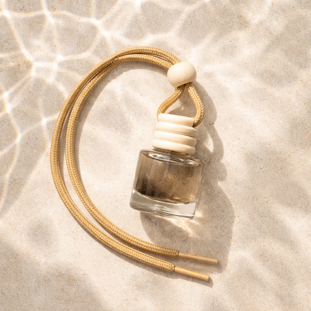 Car Diffusers. 8ML. Glass, wooden lid. Hangs from rearview mirror. Walk in the Woods - an earthy scent of mahogany, lavender, and geranium, evoking a warm and masculine aroma. Perfect for outdoor enthusiasts looking to enhance their senses.