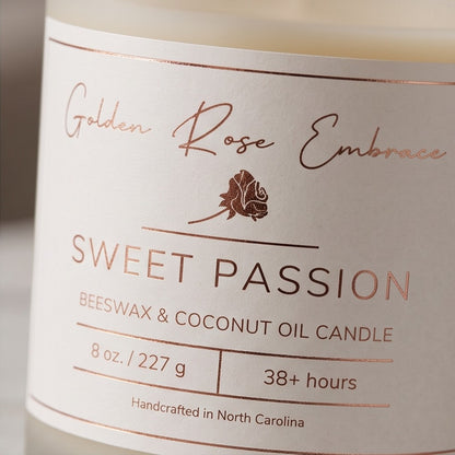 Sweet Passion tropical beeswax candle with pineapple peach passionfruit mango and coconut — Golden Rose Embrace Charlotte NC