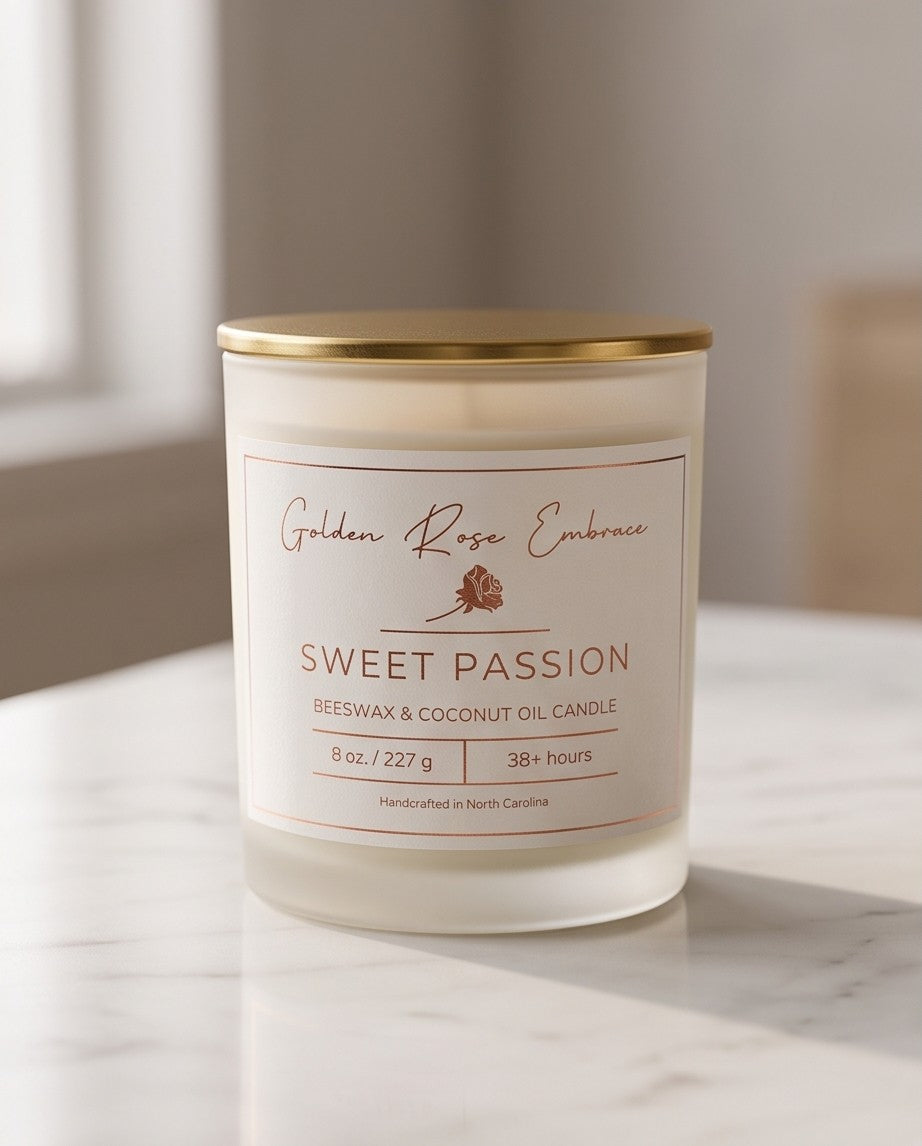 Sweet Passion tropical beeswax candle with pineapple peach passionfruit mango and coconut — Golden Rose Embrace Charlotte NC